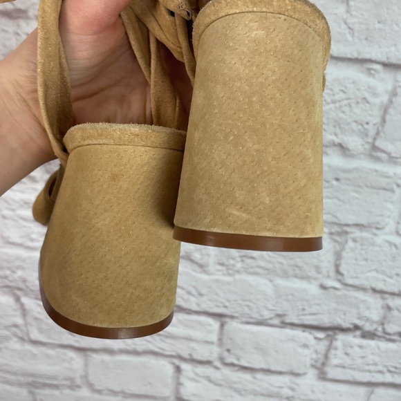 Schutz Tan Suede Monia Block Tie Heel Size 8B - Picture 4 of 9